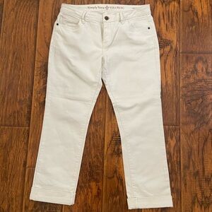 Vera Wang Cream Roll Cuff Capri Jeans
